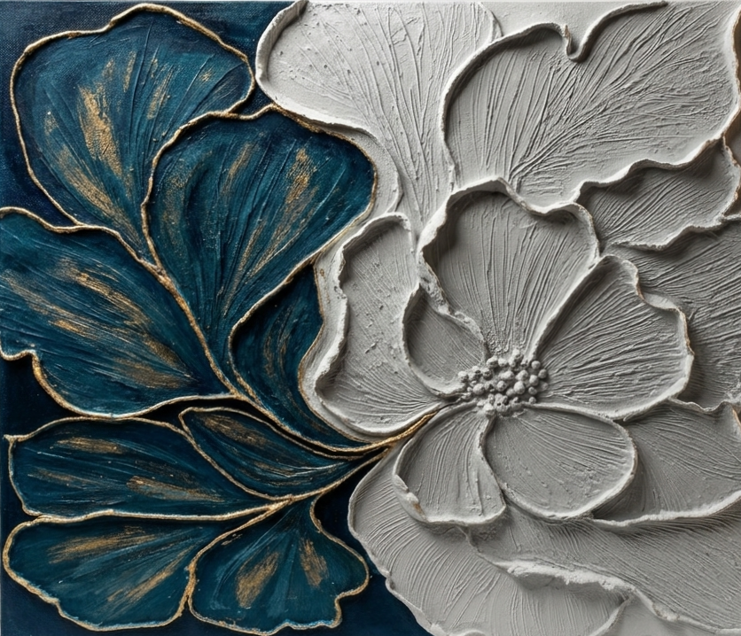Midnight Petals - Mixed Media
